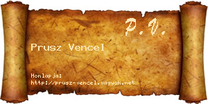 Prusz Vencel névjegykártya